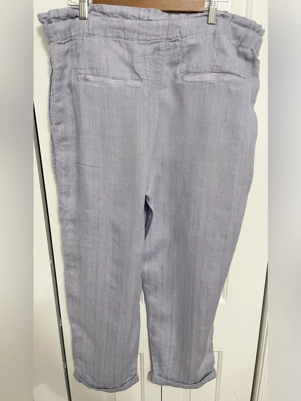 Free People Lavender Drawstring Linen-Blend Pants